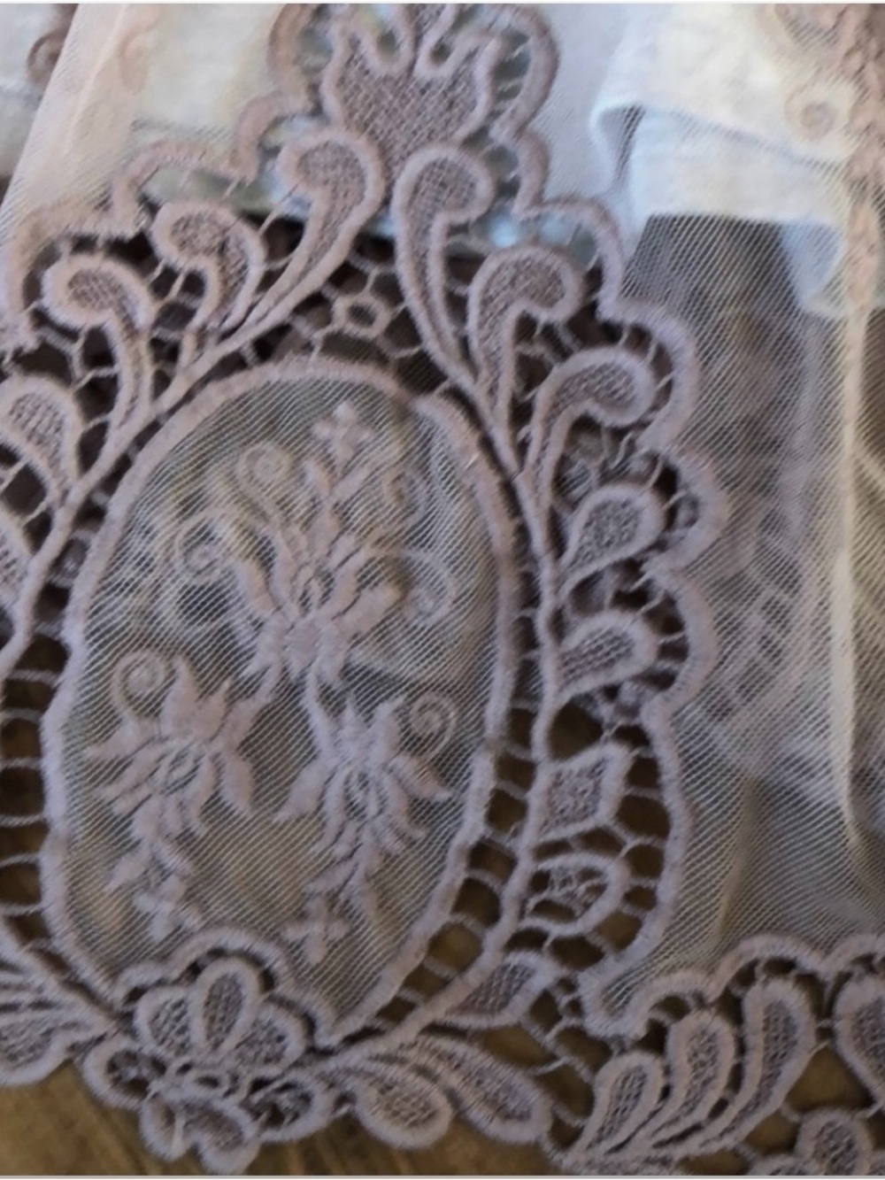 Sundance Vintage Looking Lace Overlay Jersey Dusty Pink Embroidered Maxi Skirt - Picture 2 of 9